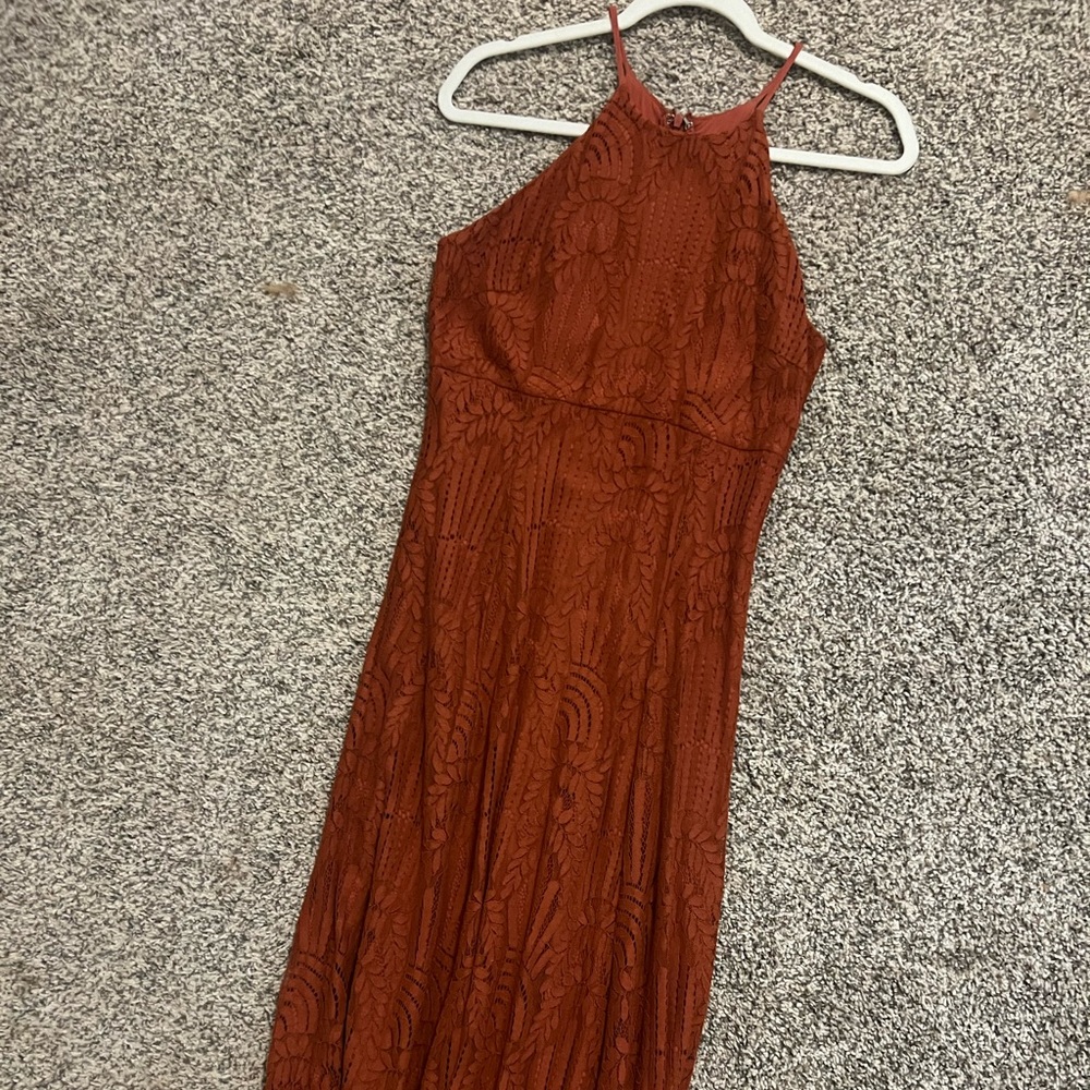 Elegant Rust Dress with details